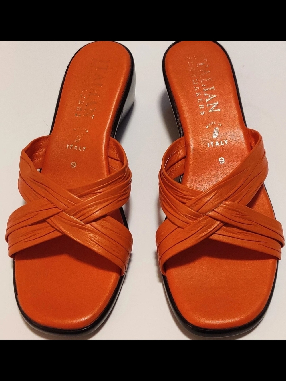 Italian Shoemakers Womens 9 Wedge Sandals Orange Leather